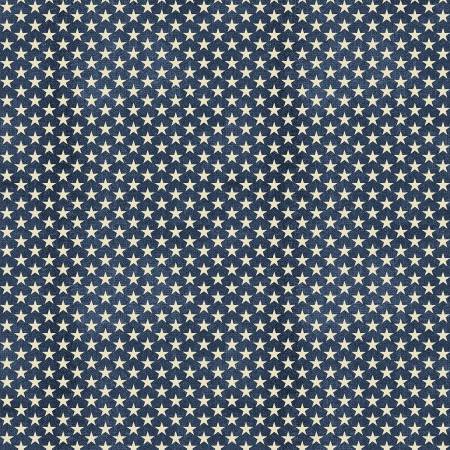 Beige stars on blue 44" fabric by Benartex, 02606-55, Many Stars Blue