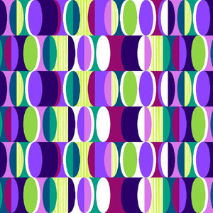 Purple Ovals 44" fabric by Henry Glass, Purple Lunar Cycle, Mid-Century Modern, 2641-58