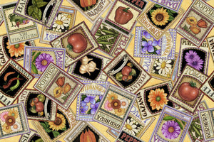 Garden Seed Packets 44" fabric by Quilting Treasures, 26497-S
