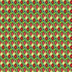 Mini Diamonds 44" fabric, Quilting Treasures, 27259-G, Happy Christmas