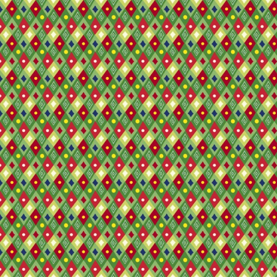 Mini Diamonds 44" fabric, Quilting Treasures, 27259-G, Happy Christmas