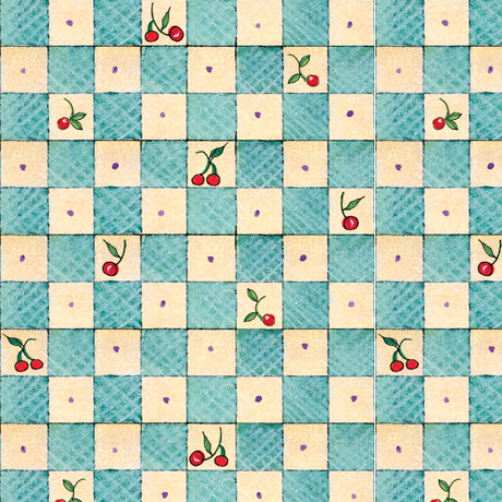 Blue blocks, Cherry Check 44" fabric by Quilting Treasures, Bless this House, 27298-B