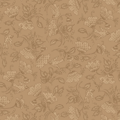 Tan Floral with Bird 108" fabric by Blank Quilting, 2745-35, Courtney