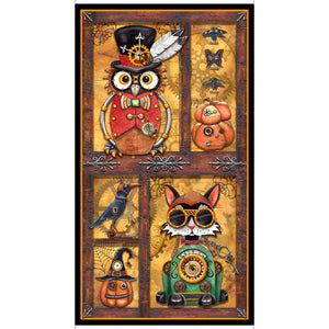 Antique Gold Steampunk Halloween 24" Panel by Desiree's Designs for Quilting Treasures, 27769-S