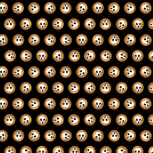 Skulls on black background 44" fabric by Quilting Treasures, 27774-J, Steampunk Halloween, Desiree’s Designs