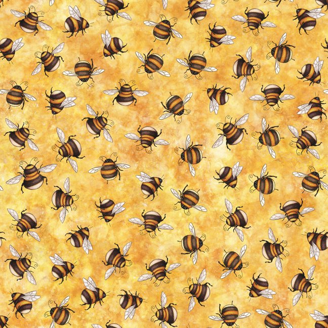 Golden Yellow Bees 44" fabric by Quilting Treasures, 27847-S, Always Face the Sunshine