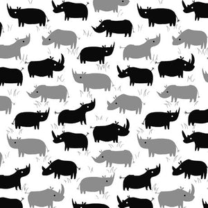Dyno Rhino Silhouettes 44" fabric by Quilting Treasures, 27945-Z