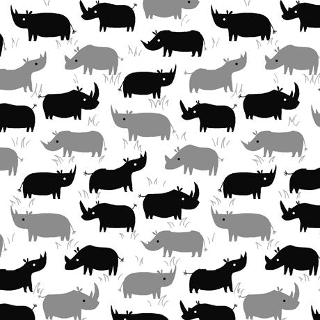 Dyno Rhino Silhouettes 44" fabric by Quilting Treasures, 27945-Z