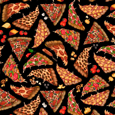 Pizza slices 44" fabric by Quilting Treasures, 28520-J, Order Up