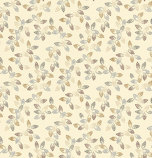 Cream with leaves 108" fabric by Studio-E, 3292-44, Spangle