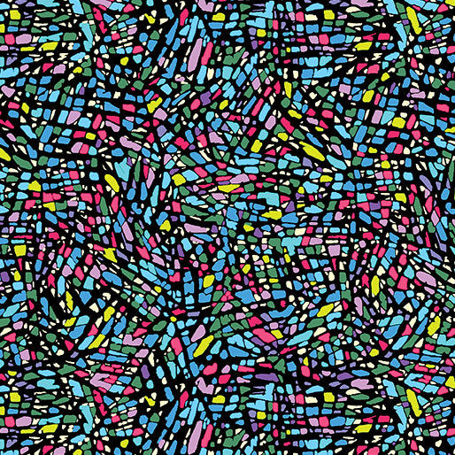 Blue/Multi Mosaic wide backing 108" fabric by Benartex, 3316W-55