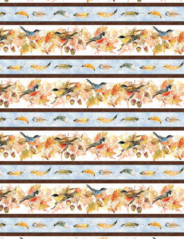 Bird Stripe 44" fabric by Wilmington, Forest Dance, 39611-145