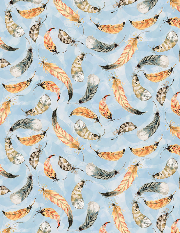 Tossed Feathers 44" fabric by Wilmington, Forest Dance, 39614-495