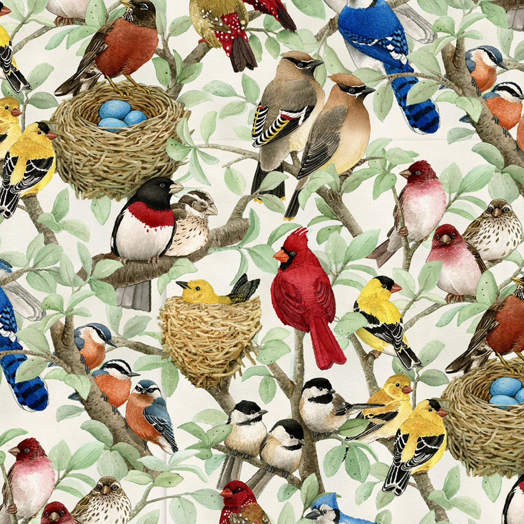Beautiful Birds Cream by Elizabeths Studio, 44" fabric, 4320E-CRM