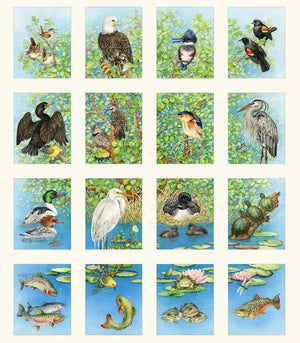 Freshwater Wildlife 24" panel by Elizabeth's Studio, 4328Cream