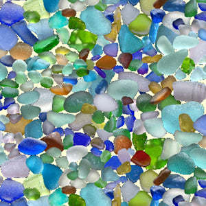 Multi colored rocks - sea glass 44" fabric by Elizabeth's Studio,  456-multi
