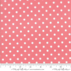 Rose pink with dots, Bloomington COATED ROT Rose 44" by Moda, 5114 14C