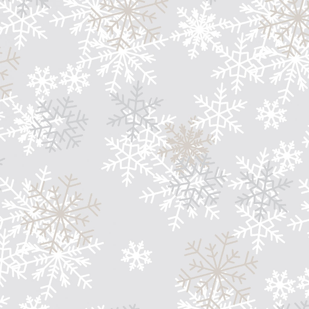 Light Grey Snowflakes 108" fabric by Windham, 51461-1