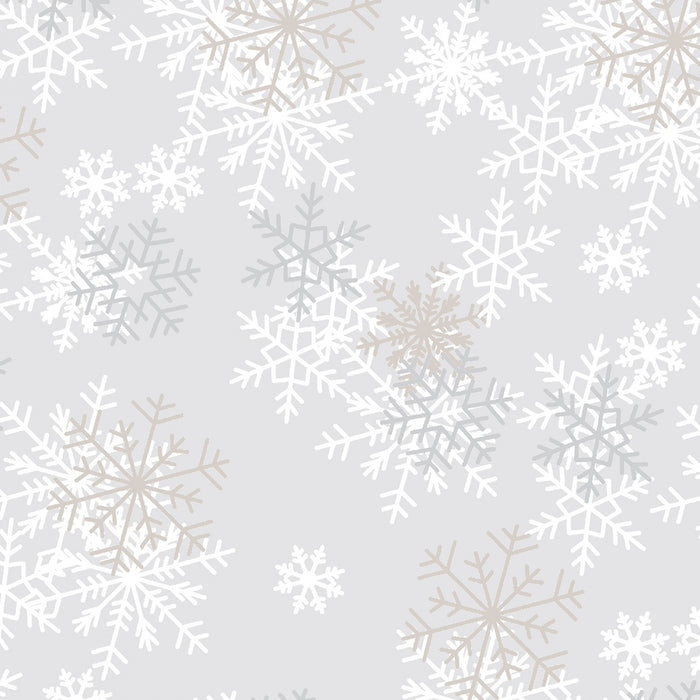 Light Grey Snowflakes 108" fabric by Windham, 51461-1
