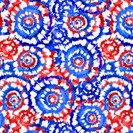 Red, White and Blue Spin Art 108" fabric by Studio-E,  5401-78