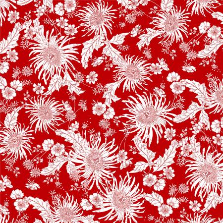 White on Red Floral 108" fabric by Studio-E, 5838-88, Bloom collection