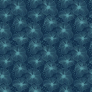 Blue Textured Lilly Pads 44" fabric, Studio-E, 6026-77, Koi Garden