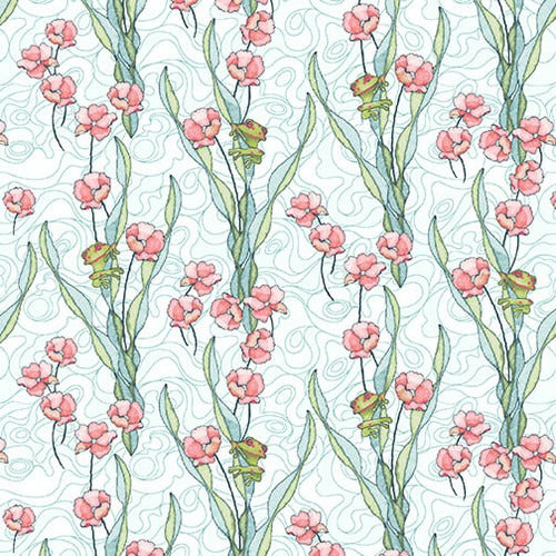 Frogs & Flowers 44" fabric by Studio-E, 6028-12, Koi Garden