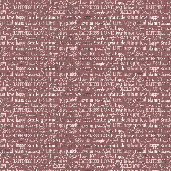 Words to Live by Red, white words, Contempo Studio, 44" fabric, 7705B-10