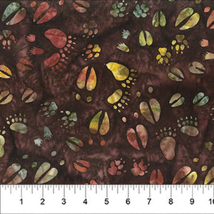 Brown Animal Foot Prints 44" batik by Banyan Batiks, 80703-36, Canoe Lake