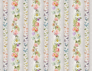 Floral Stripe 44" fabric by Wilmington, Butterfly Haven, 89199-913