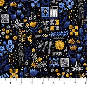 Modern Floral 44" fabric by Figo, 90031-53, Eloise Garden