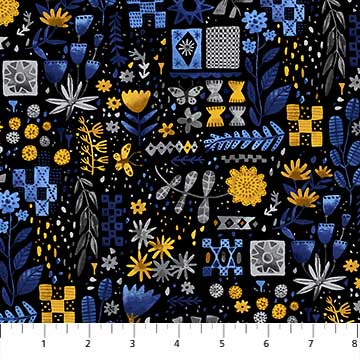 Modern Floral 44" fabric by Figo, 90031-53, Eloise Garden