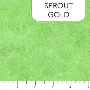 Sprout Green and Gold metallic 44" fabric by Northcott, 9050M-73, Shimmer Radiance
