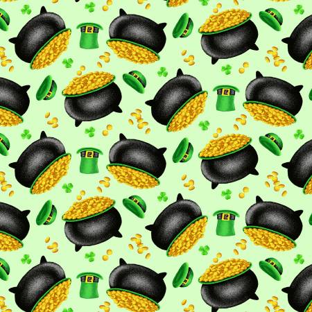 Green Tossed Pot of Gold 44" fabric by Henry Glass, 9367-69, Pot of Gold
