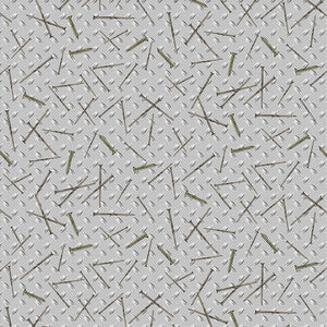 Silver Nails and Screws Allover 44" fabric, Henry Glass, 9650-90, Man Cave