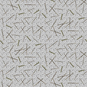 Silver Nails and Screws Allover 44" fabric, Henry Glass, 9650-90, Man Cave
