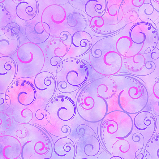 Lilac Purple Swirling Splendor 108" fabric by Kanvas - Benartex, 9705W-26