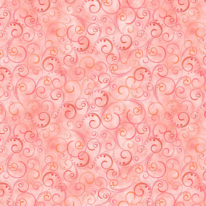 Coral Swirling Splendor 108" fabric by Kanvas - Benartex, 9705W-22