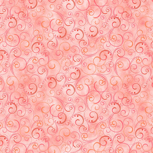 Coral Swirling Splendor 108" fabric by Kanvas - Benartex, 9705W-22