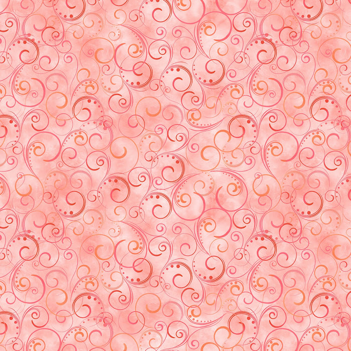 Coral Swirling Splendor 108" fabric by Kanvas - Benartex, 9705W-22