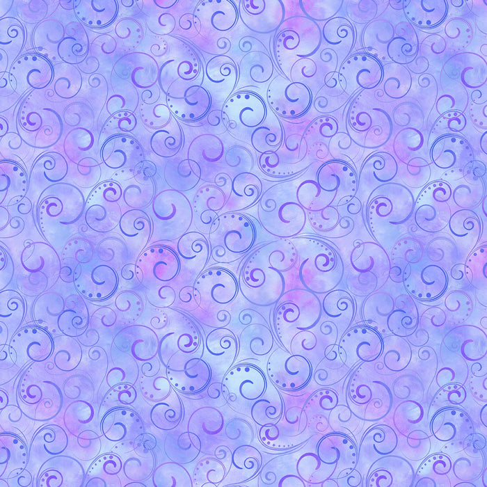 Periwinkle Blue Swirling Splendor 108" fabric by Kanvas - Benartex, 9705W-61