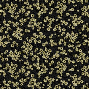 Black & Gold Shimmery Shadow Flower 44" fabric by Kanvas, 9712P-12