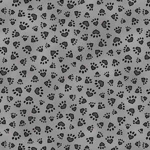 Dk. Gray Paw Prints 44" fabric, Henry Glass, 9904-90, All You Need is Love and a Cat