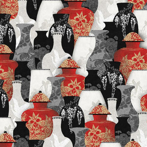 Oriental Vases digital 44" fabric by Blank Quilting, 9927-88, Narumi