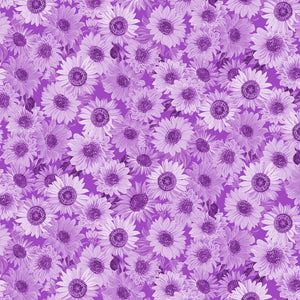Violet Sunflower Whispers 108" fabric by Benartex, 9936W-62