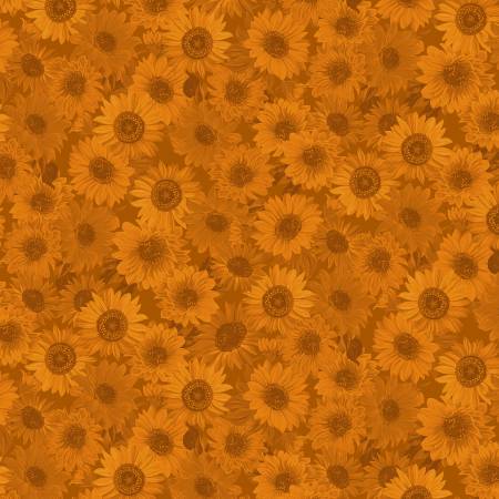 Russett Sunflower Whispers 108" fabric by Benartex, 9936W-88