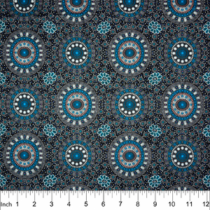 Alura Seed Dreaming Blue Australian Aboriginal 44" fabric, M&S Textiles, ASDBL