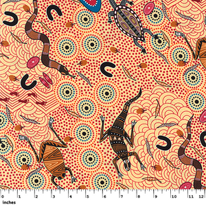 Around Waterhole Ecru Aboriginal 44" fabric by M&S Textiles, AWE