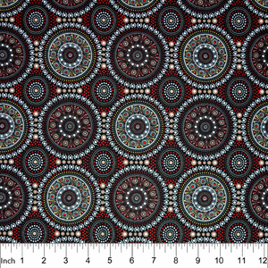Bush Berry Red Australian Aboriginal 44" fabric, M&S Textiles, BUBR