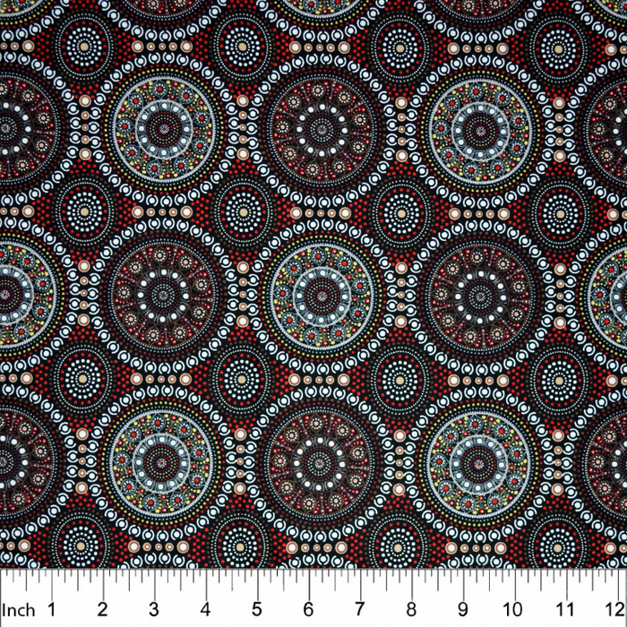 Bush Berry Red Australian Aboriginal 44" fabric, M&S Textiles, BUBR